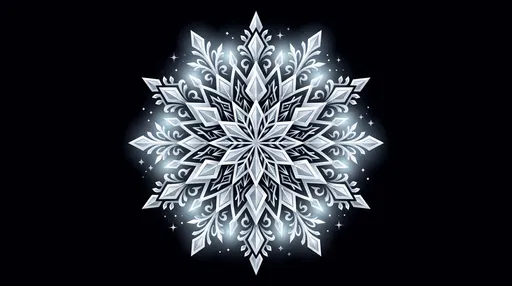 Ornate Glowing Silver Snowflake Illustration