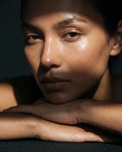 Close-Up Beauty Portrait With Glossy Skin
