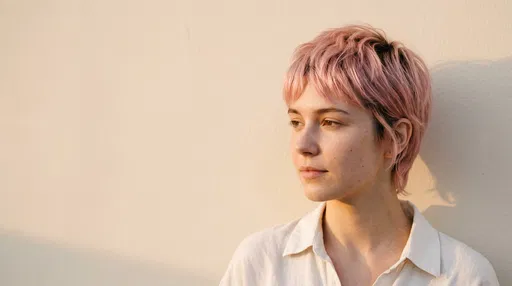 Young Woman with Pink Pixie Cut