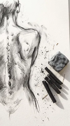Charcoal Figure Sketch with Art Supplies