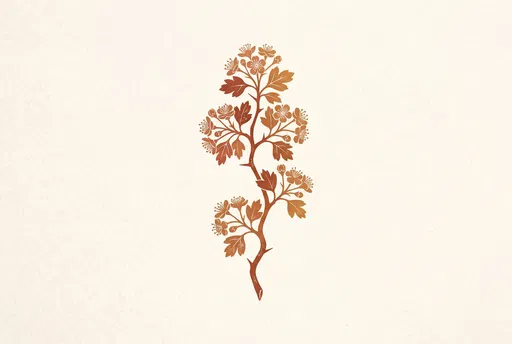 Minimalist Terracotta Hawthorn Branch Illustration