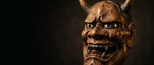Carved Wooden Demon Theater Mask