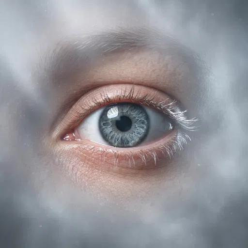 Grey Human Eye in Soft Mist