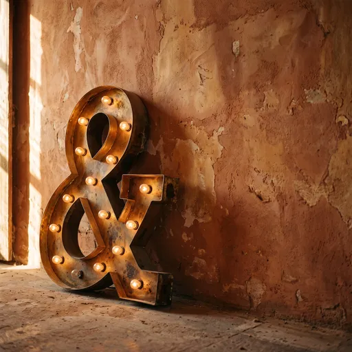 Vintage Illuminated Brass Ampersand Marquee Sign