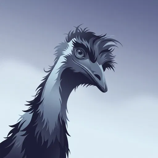 Blue Graphic Illustration of Curious Emu