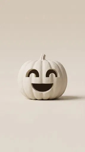 Minimalist Matte Ivory Jack-O'-Lantern 3D Render