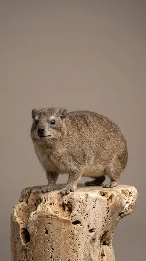Rock Badger Standing on Stone Pedestal
