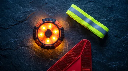 Roadside Emergency Safety Gear Flat Lay
