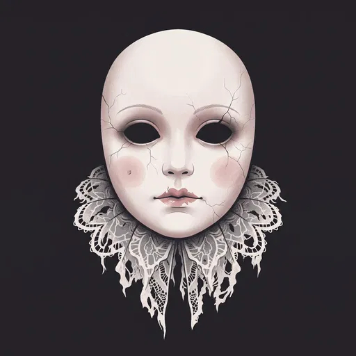 Cracked Porcelain Doll Mask Illustration