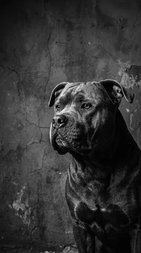 Monochrome Portrait of American Bully Dog