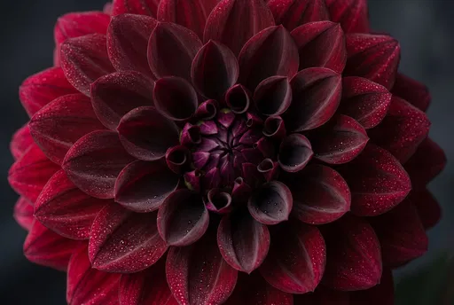 Dark Burgundy Dahlia Bloom Close-Up