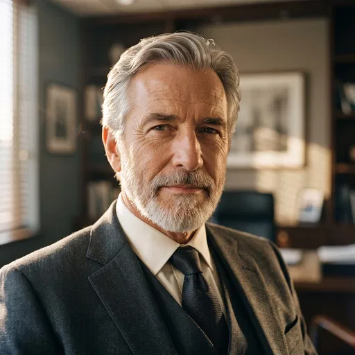 Senior Executive Portrait in Sunlit Office