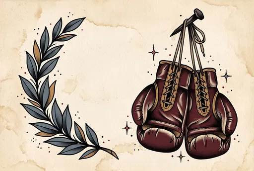 Traditional Tattoo Flash Boxing Gloves and Laurel