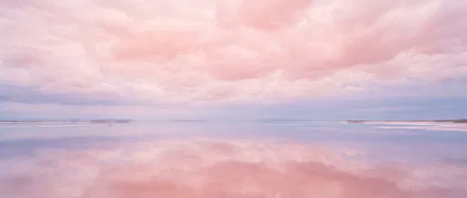 Serene Pastel Pink Salt Lake Reflection