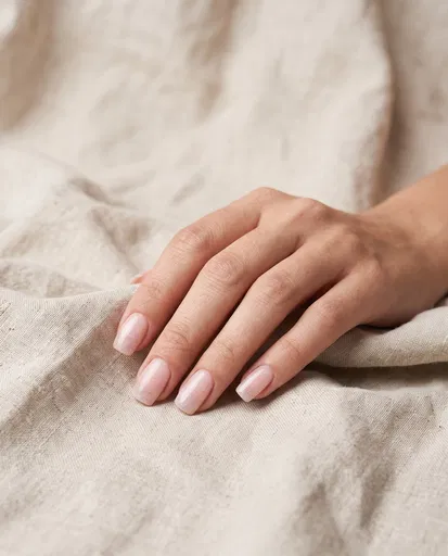 Pink Glitter Ombre Nails on Linen
