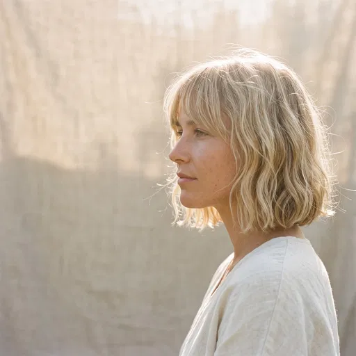 Blonde Woman With Wavy Bob Profile