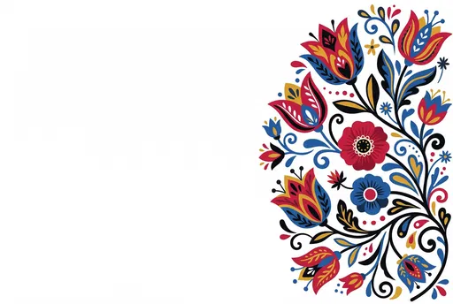 Scandinavian Folk Art Floral Border Clipart