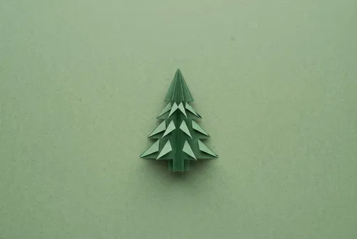 Minimal Green Origami Christmas Tree Background