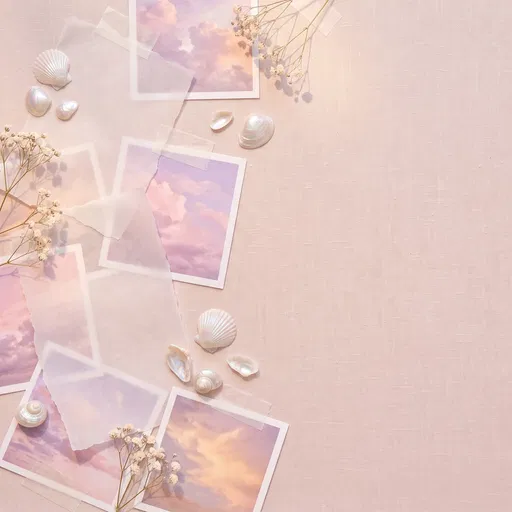 Pastel Cloud Moodboard Flat Lay Background