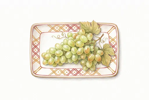 Colored Pencil Illustration of Green Grapes