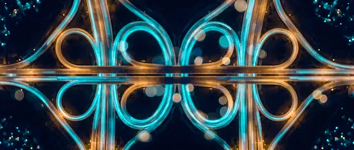 Defocused Symmetrical Highway Light Trails at Night