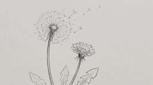 Graphite Pencil Sketch of Dandelion Flowers