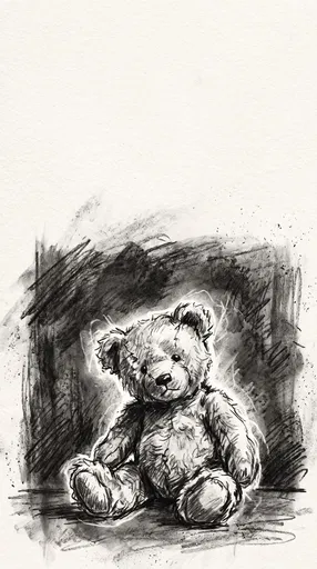 Charcoal Sketch of Vintage Teddy Bear
