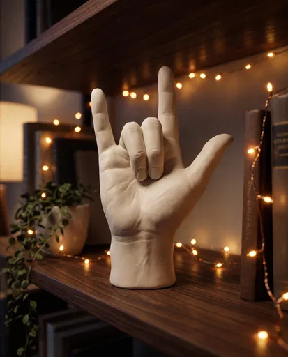 Ceramic Hand Sculpture Making I Love You Sign