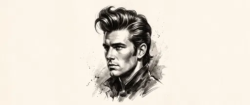 Monochrome Illustration of Man with Rockabilly Quiff
