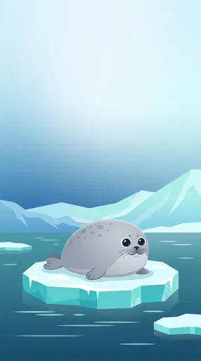 Cute Seal on Ice Floe Illustration