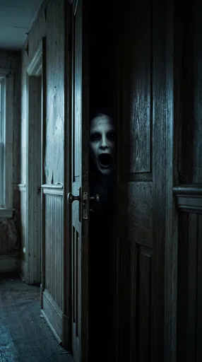 Ghostly Face Peering Through Dark Doorway