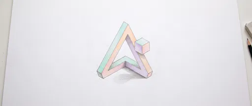 Pastel Isometric Triangle Optical Illusion Drawing