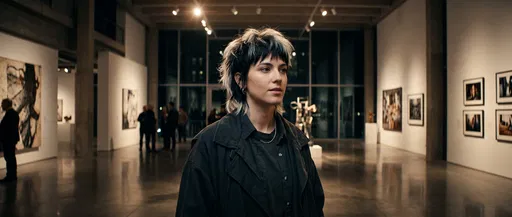 Woman With Shag Haircut in Art Gallery