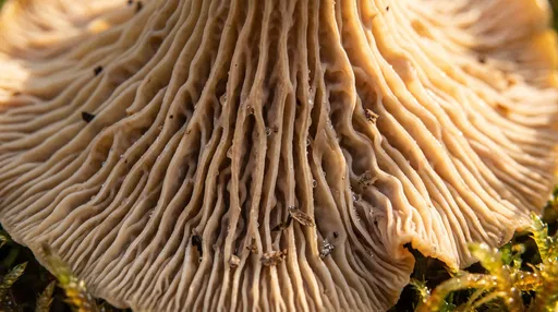 Macro Study of Chanterelle Mushroom Gills