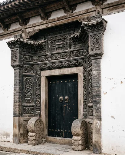 Ornate Traditional Chinese Courtyard House Entrance