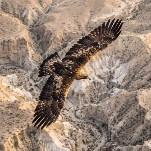 Golden Eagle Soaring Over Desert Canyon