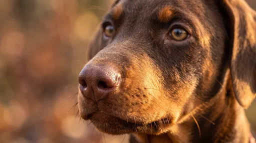 Red Doberman Puppy Close-Up in Sunlight