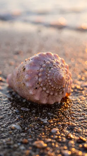 Pink Cone Shell on Wet Sand