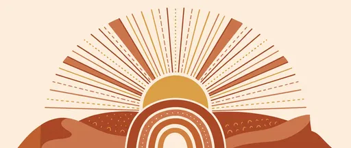 Boho Minimalist Rising Sun Desert Illustration