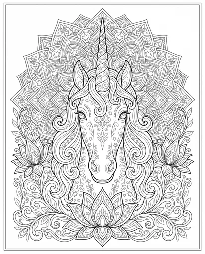 Unicorn Mandala Adult Coloring Page