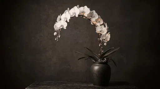 White Orchid With Warm String Lights