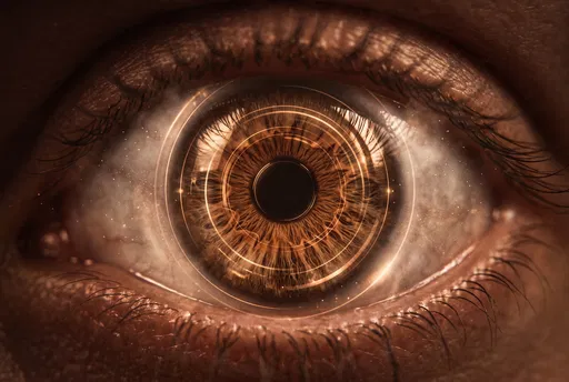 Futuristic Biometric Brown Iris Scan