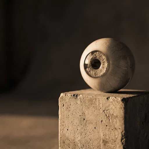 Anatomical Eyeball Model on Concrete Pedestal