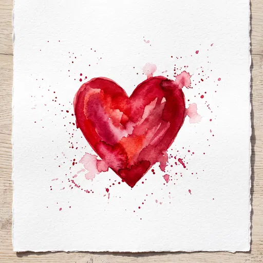 Red Watercolor Heart on Textured Paper