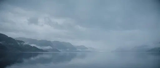 Misty Nordic Fjord in Slate Blue
