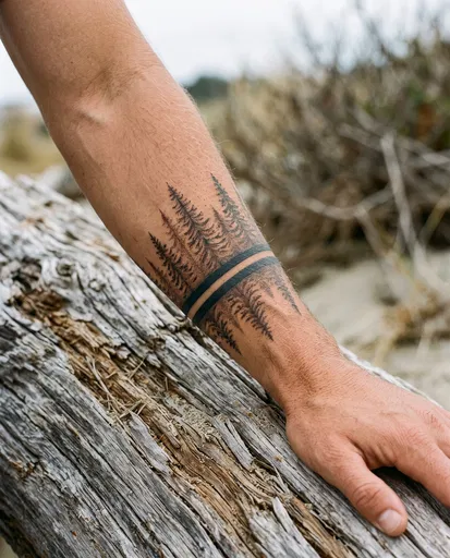 Forearm With Pine Tree Armband Tattoo