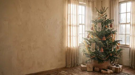 Bohemian Christmas Tree in Sunlit Plaster Room