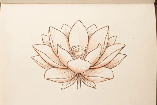 Sepia Lotus Blossom Botanical Sketch