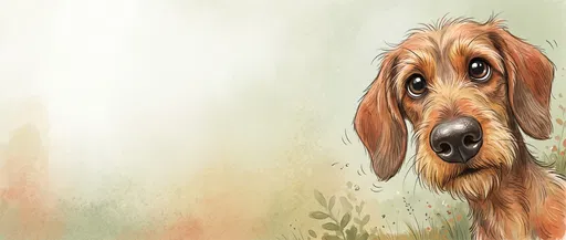 Wire-Haired Dachshund Storybook Illustration Banner