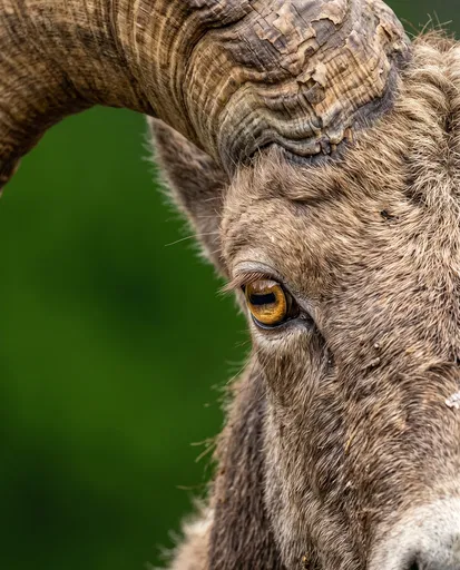 Close-Up of Bighorn Ram Eye and Horn